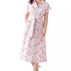Crown & Ivy Pink and White Floral Shirtdress
